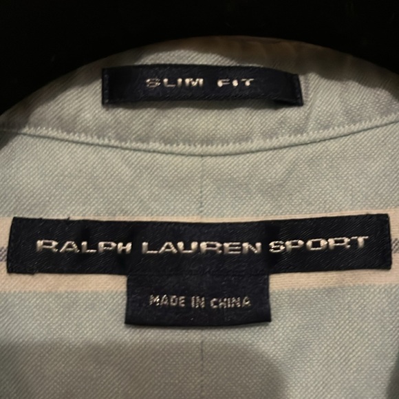 Ralph Lauren sport blue oxford medium 3/4 sleeve shirt - Picture 3 of 4